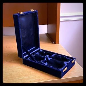 Small blue velvet jewelry box